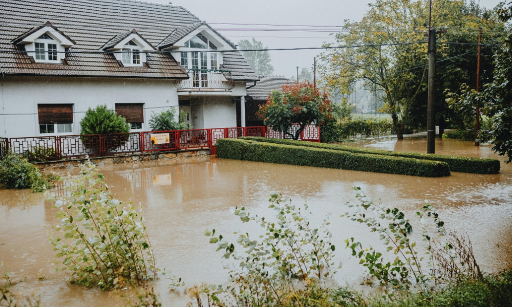 Insurance agent explaining home insurance coverage to homeowner in Houston office